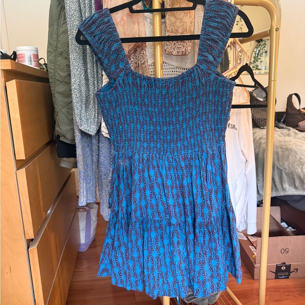 Free People Blue and Purple Mini Dress